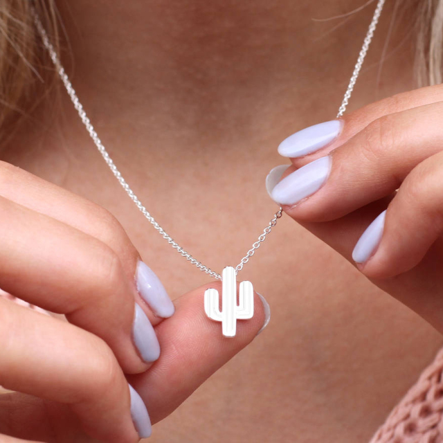 Latest Design Sterling Silver Cactus Necklace for Women