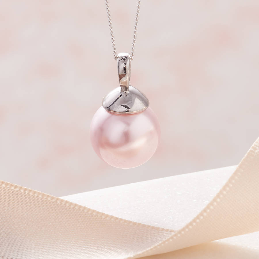 925 Sterling Silver Freshwater Pearl Pendant Necklace 12mm