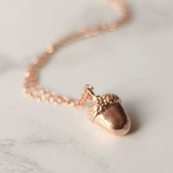 Dainty Design Sterling Silver Little Acorn Necklace