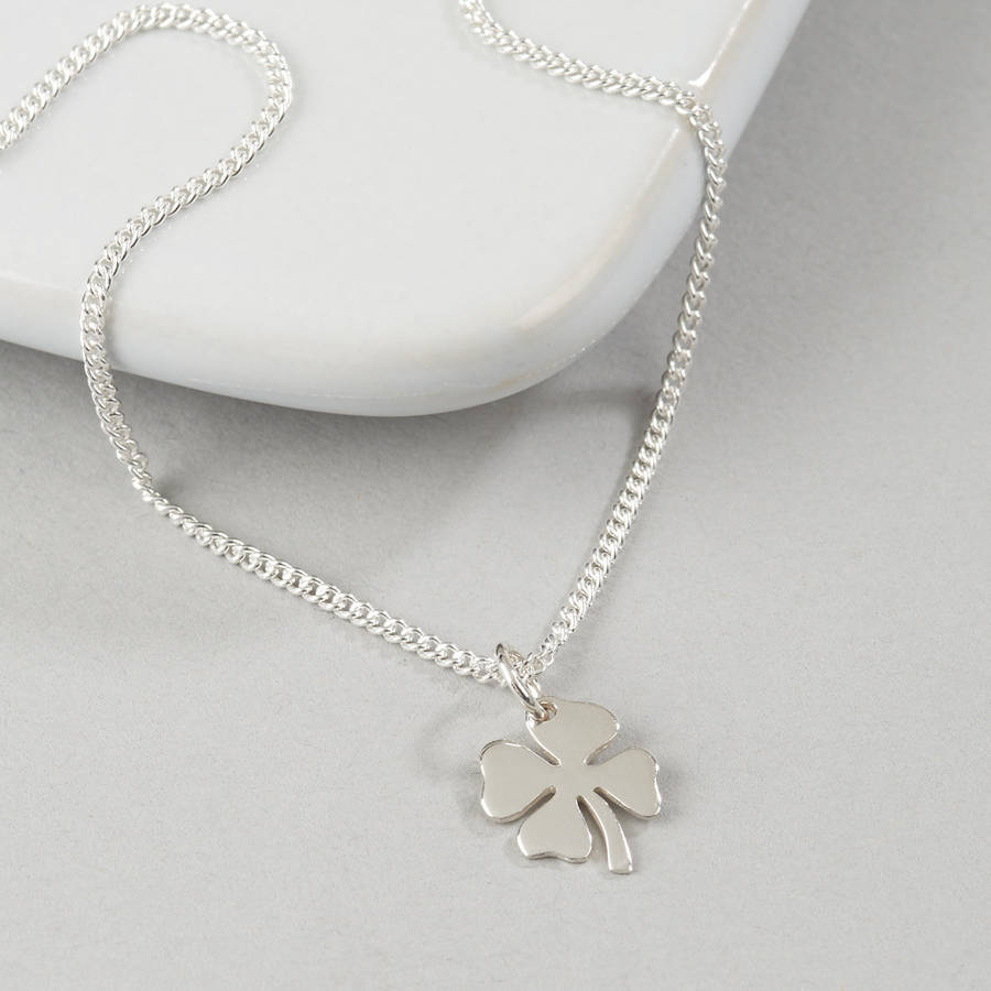 Sterling Silver Plain Four Leaf Clover Necklace