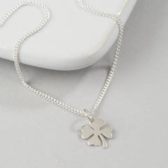 Sterling Silver Plain Four Leaf Clover Necklace