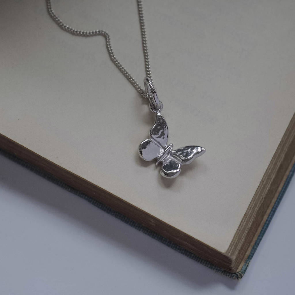 Sterling Silver Butterfly Necklace in Silver or Gold Vermeil