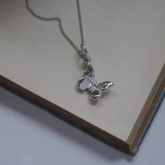 Sterling Silver Butterfly Necklace in Silver or Gold Vermeil