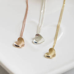 Handmade Solid Gold Mini Concave Heart Necklace