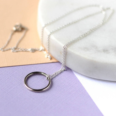 Simple Circle Necklace Sterling Silver Jewelry Wholesale