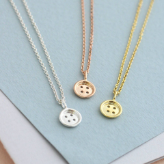Landou Jewelry 925 Sterling Silver Mini Button Necklace