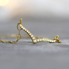 14K Gold Over Cubic Zirconia Wishbone Necklace