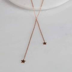 Sterling Silver Double Drop Falling Stars Necklace