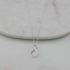 Solid Silver Cubic Zirconia Infinity Necklace with Sparkle