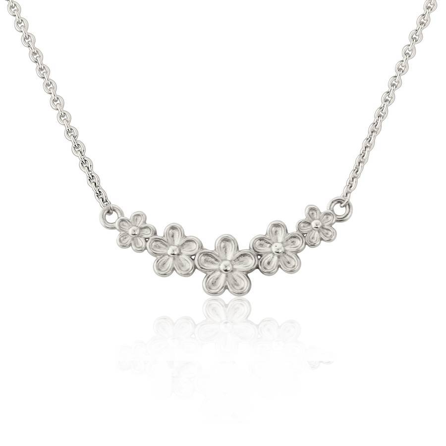 High Polish Finished Sterling Silver Flower Garland Necklace