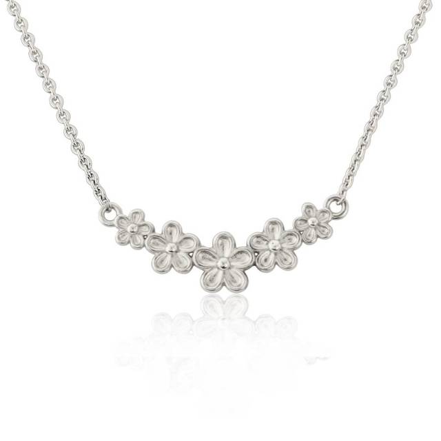 High Polish Finished Sterling Silver Flower Garland Necklace