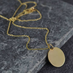 14K Gold Plated Solid Silver 12mm Disc Necklace