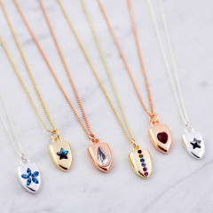 Dainty Design Sterling Silver Crystal Mini Shield Necklace