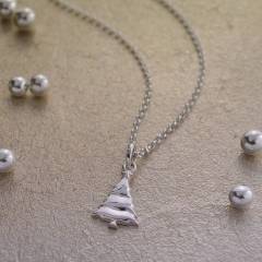 Plain Sterling Silver Christmas Tree Necklace for Christmas Gift