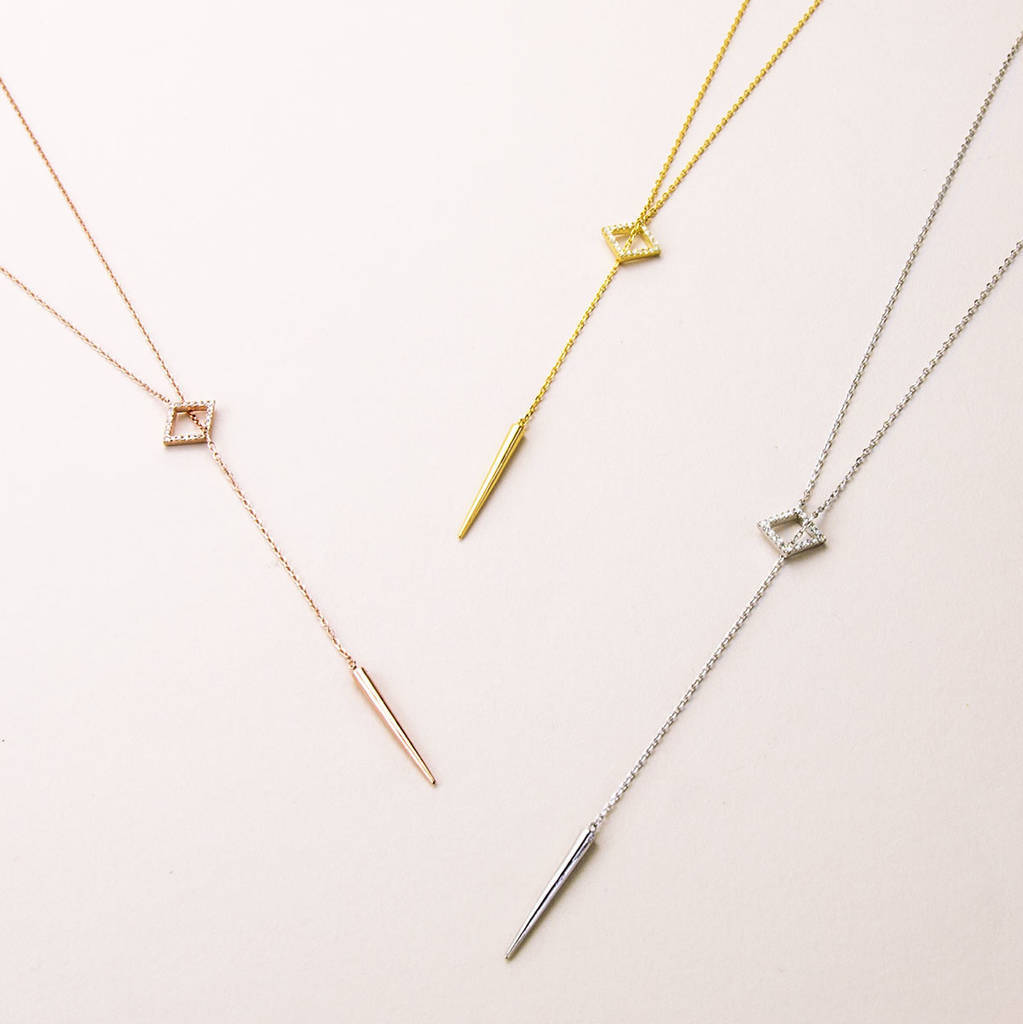 Sterling Silver Cubic Zirconia Lariat Pave Necklace