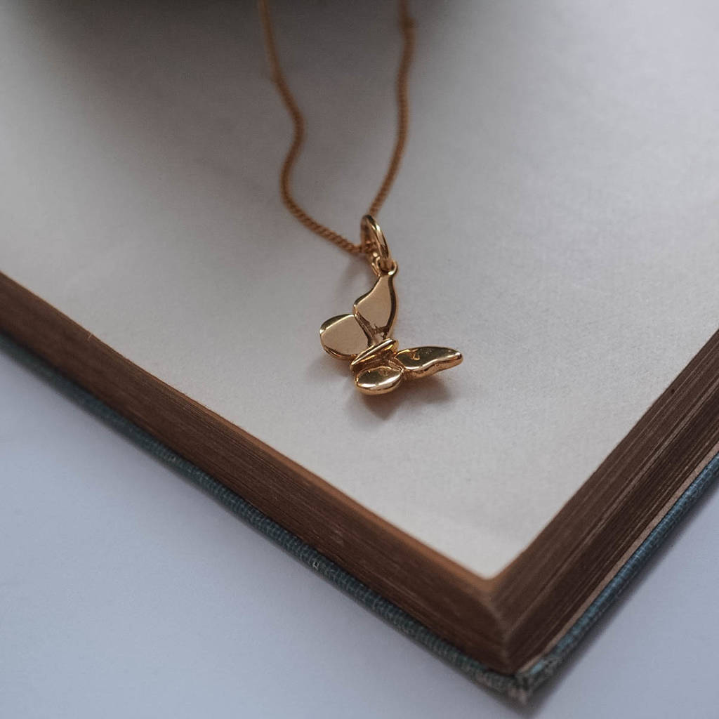 Sterling Silver Butterfly Necklace in Silver or Gold Vermeil