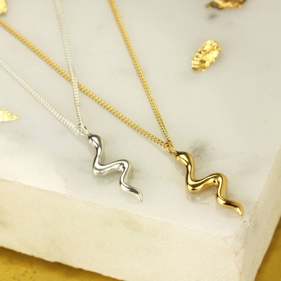 Landou Jewelry Sterling Silver Tiny Snake Pendant Necklace