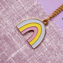 Delicate Design Sterling Silver Enamel Rainbow Necklace