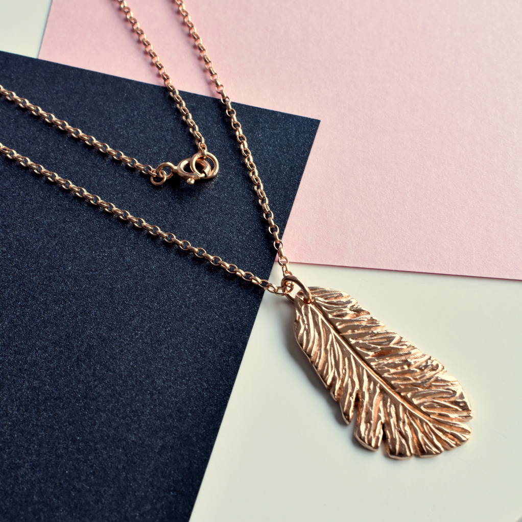 Sterling Silver Plain Jewelry Feather Necklace for Women
