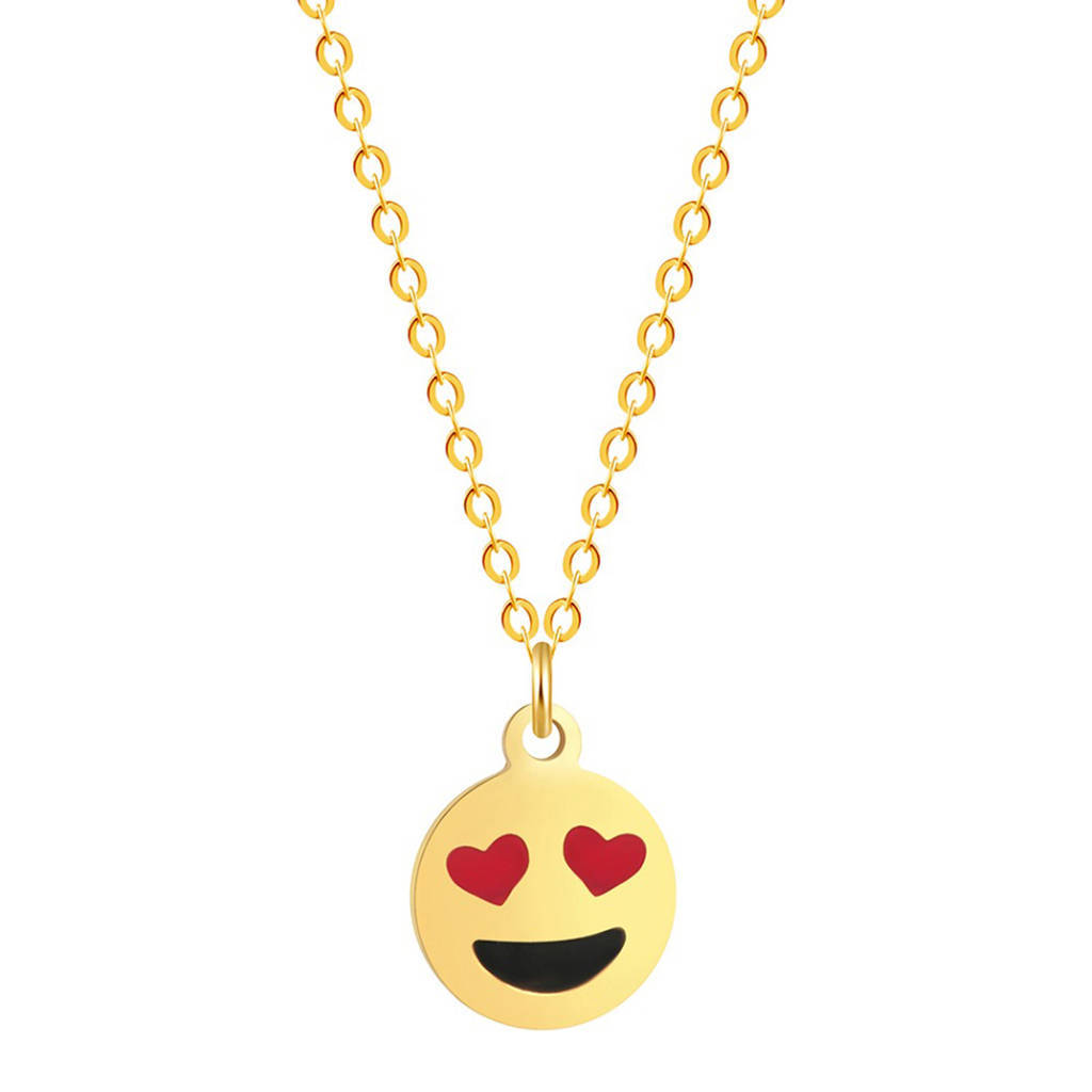 Sterling Silver Heart Eyes Emoji Girls Necklace