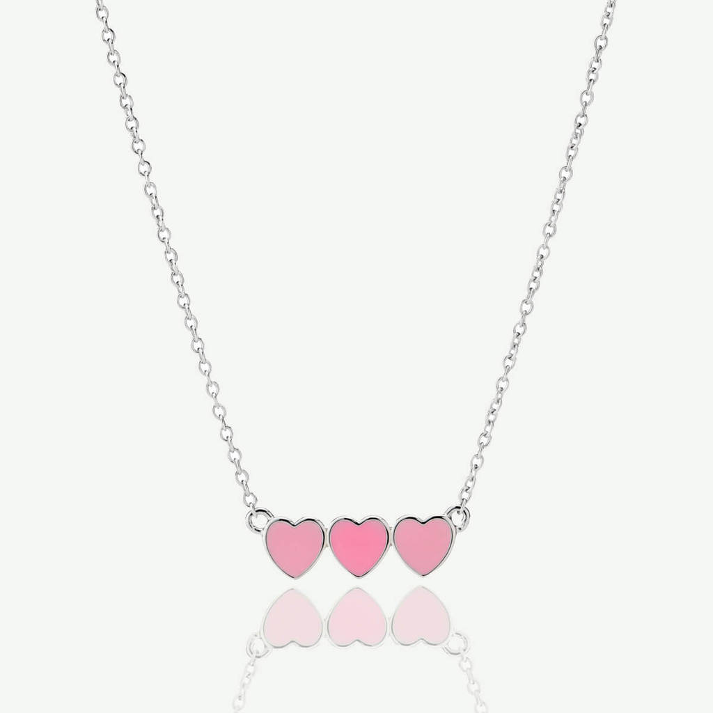 Pretty Sterling Silver Enamel Dream Pink Heart Necklace for Young Girls