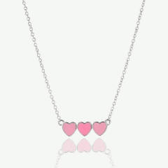 Pretty Sterling Silver Enamel Dream Pink Heart Necklace for Young Girls