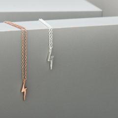 Fine Jewelry Sterling Silver High Polish Lightning Bolt Necklace in 14K Gold