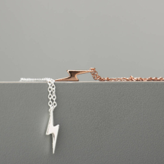 Fine Jewelry Sterling Silver High Polish Lightning Bolt Necklace in 14K Gold