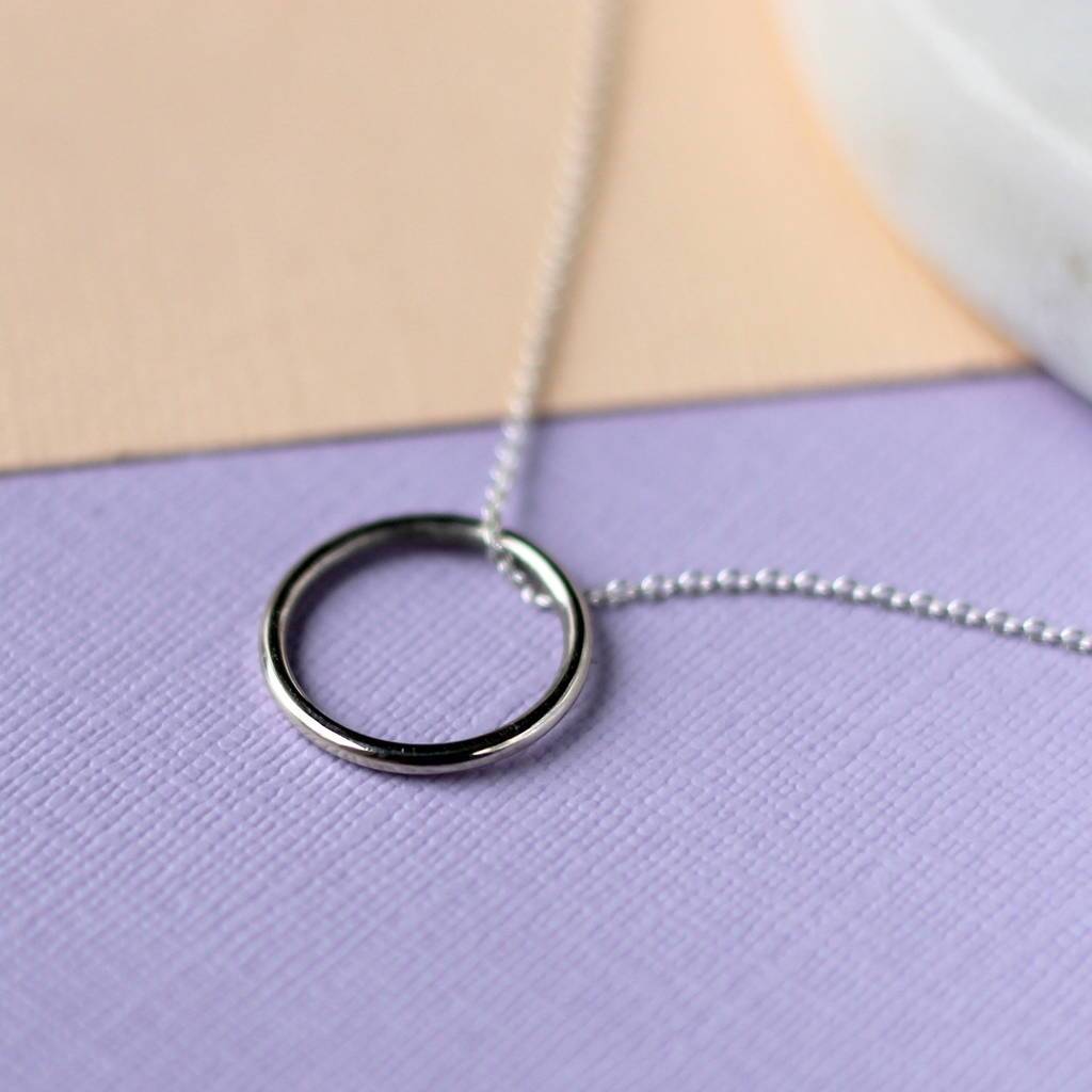 Simple Circle Necklace Sterling Silver Jewelry Wholesale
