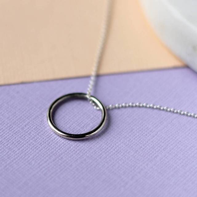 Simple Circle Necklace Sterling Silver Jewelry Wholesale