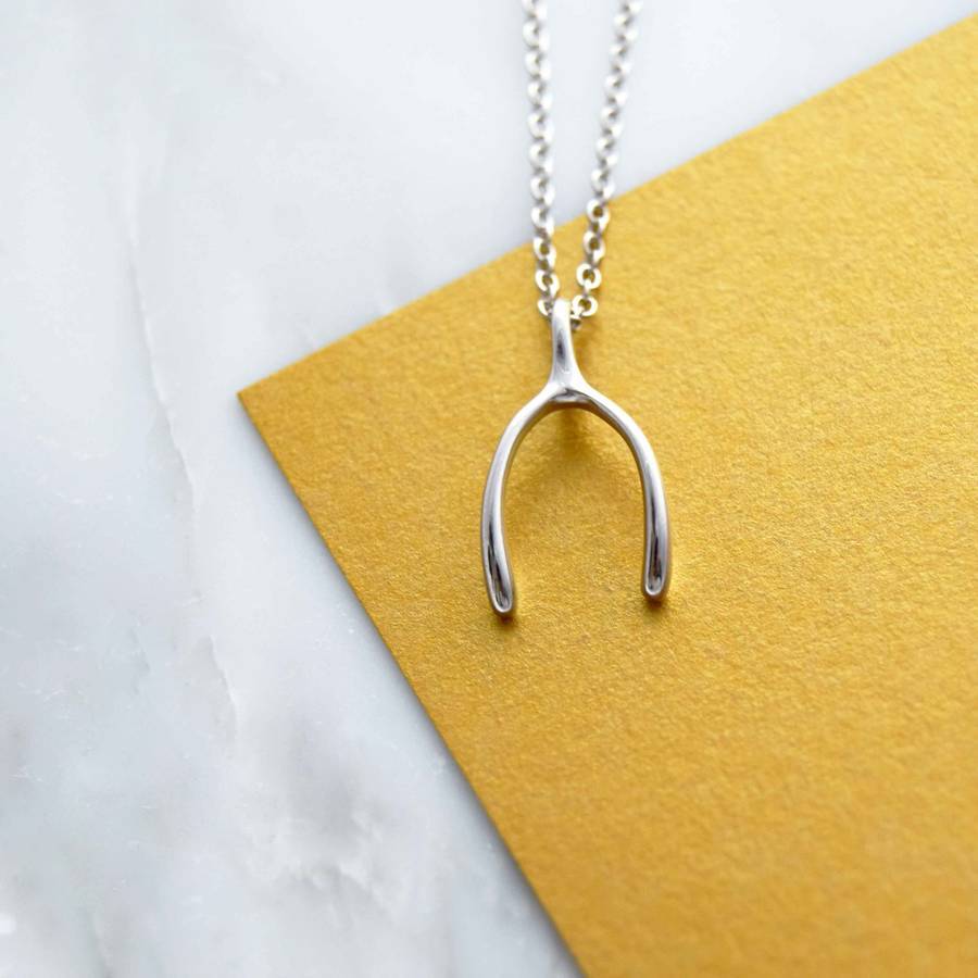 Sterling Silver Wishbone Lucky Necklace
