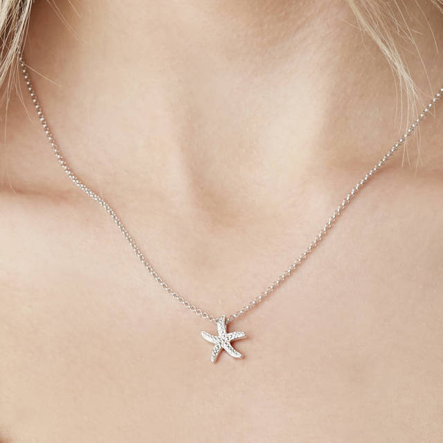 Fine Jewelry Sterling Silver Starfish Necklace for Women