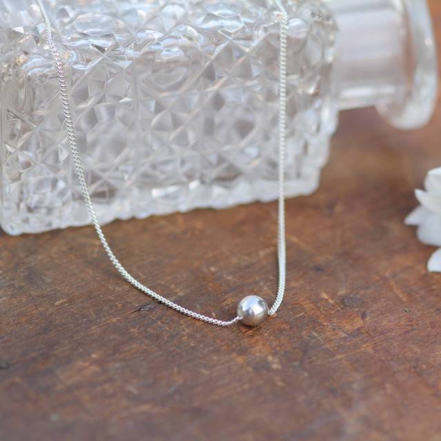 Fashion Design Sterling Silver Bead Floating Ball Necklace