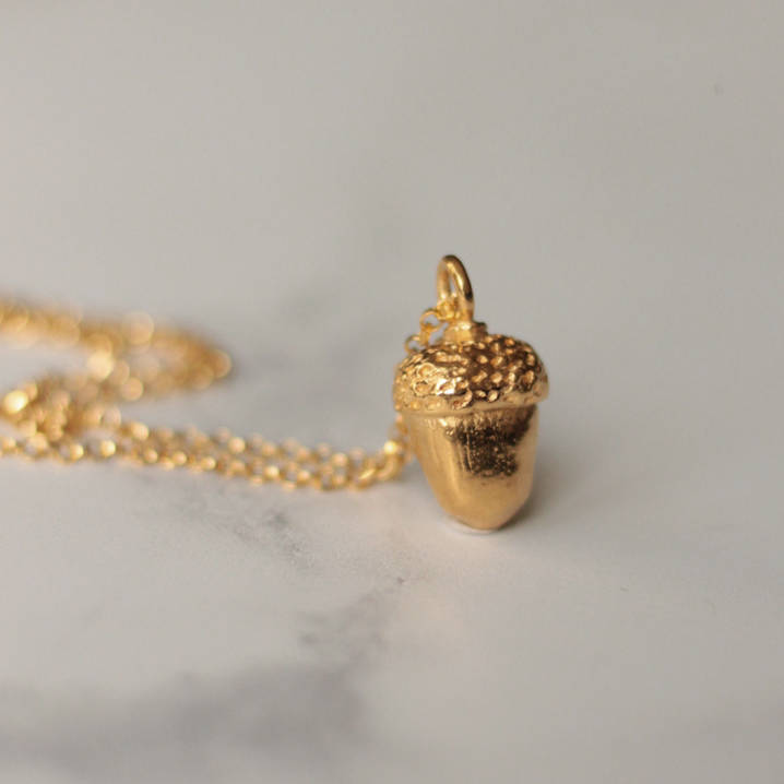 Dainty Design Sterling Silver Little Acorn Necklace