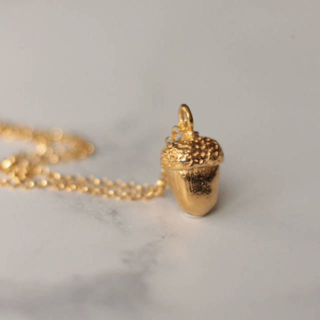Dainty Design Sterling Silver Little Acorn Necklace