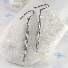 Sterling Silver Black November Topaz Birthstone Pod Earrings