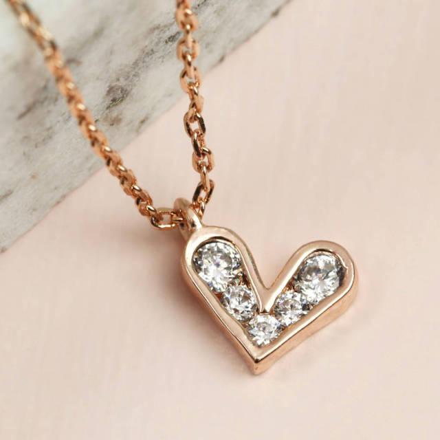 Sterling Silver Crystal CZ Mini Heart Pendant Necklace for Girls