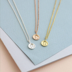 Landou Jewelry 925 Sterling Silver Mini Button Necklace