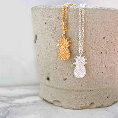 Pineapple Gold or Silver Plated Necklace in 925 Sterling Silver