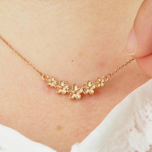 High Polish Finished Sterling Silver Flower Garland Necklace