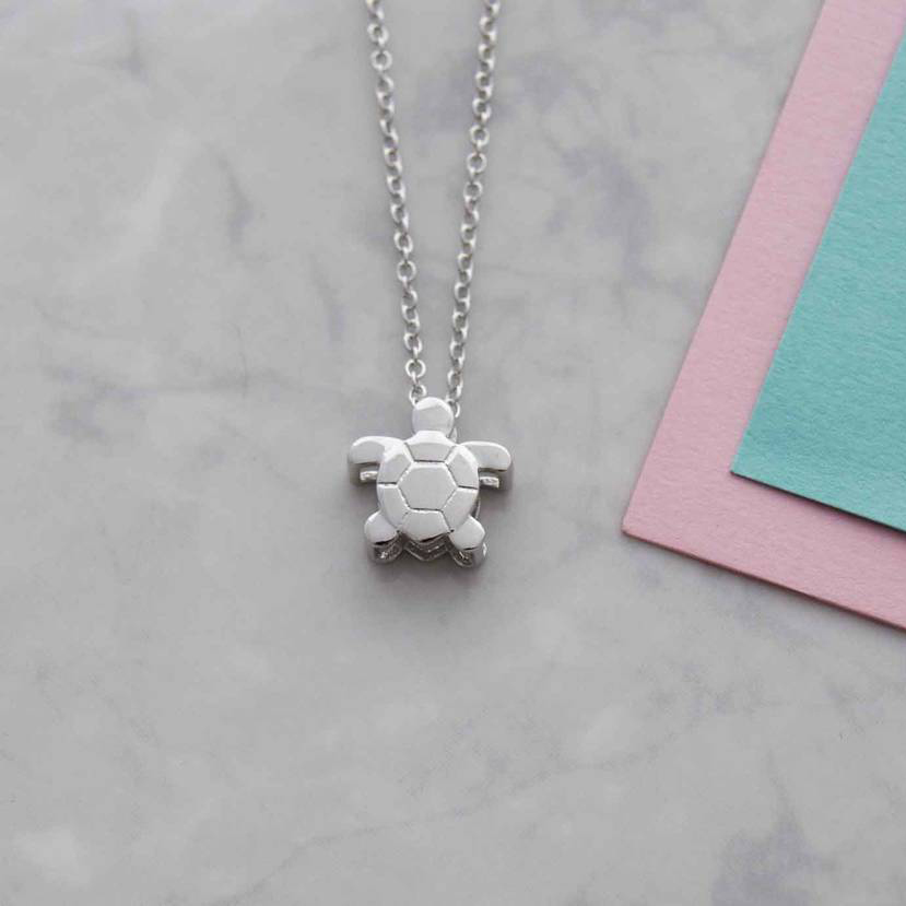 Dainty Design Sterling Silver Turtle Necklace for Girl