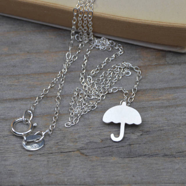 Fancy Jewelry Sterling Silver Umbrella Necklace for Young Girl