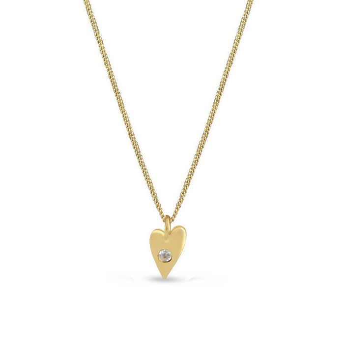 Sterling Silver Heart Necklace with White Cubic Zirconia for Best Friends