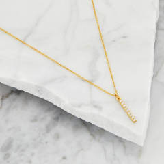 Sterling Silver or Gold Cubic Zirconia Drop Bar Necklace