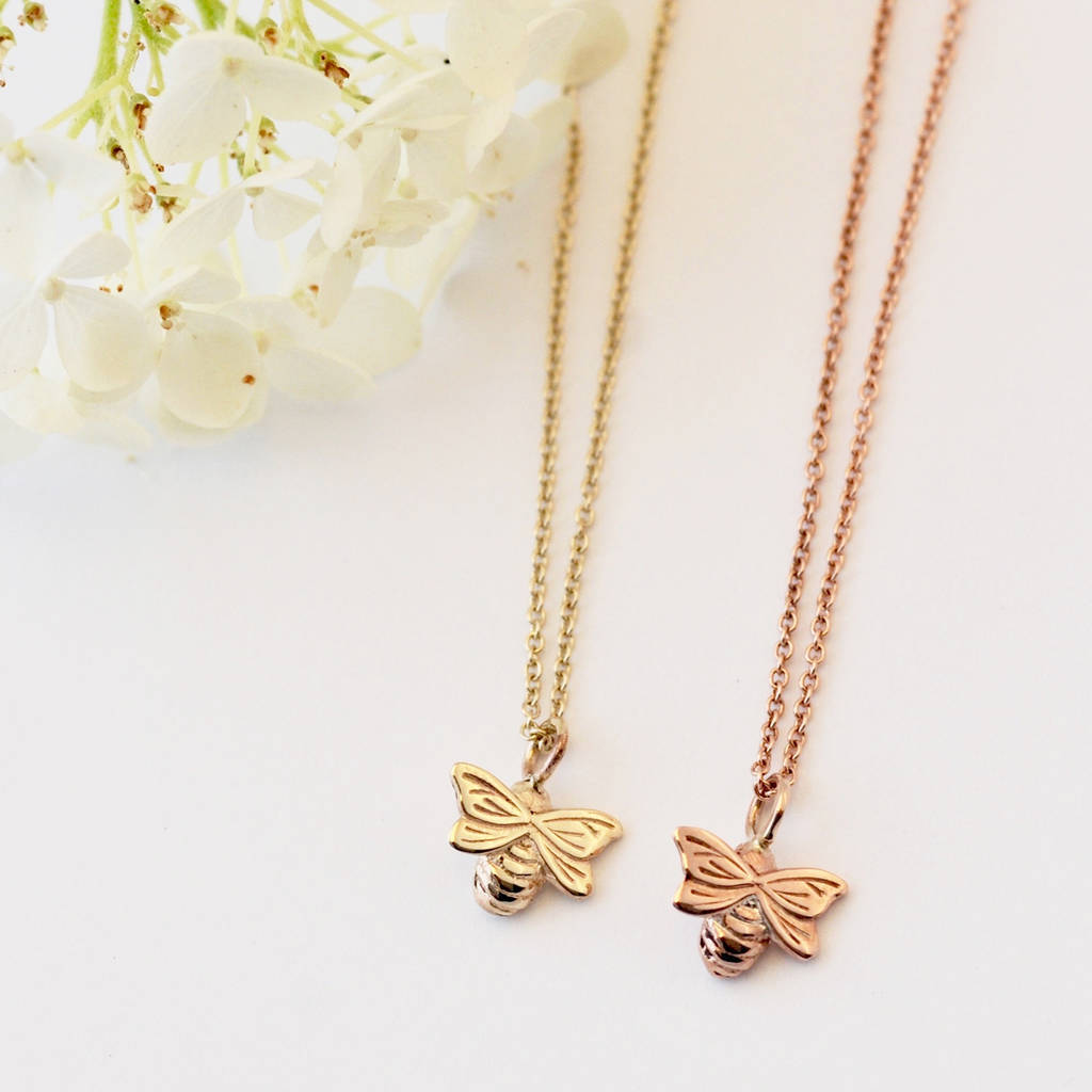 Insect Jewelry Sterling Silver Dainty Gold Bee Necklace