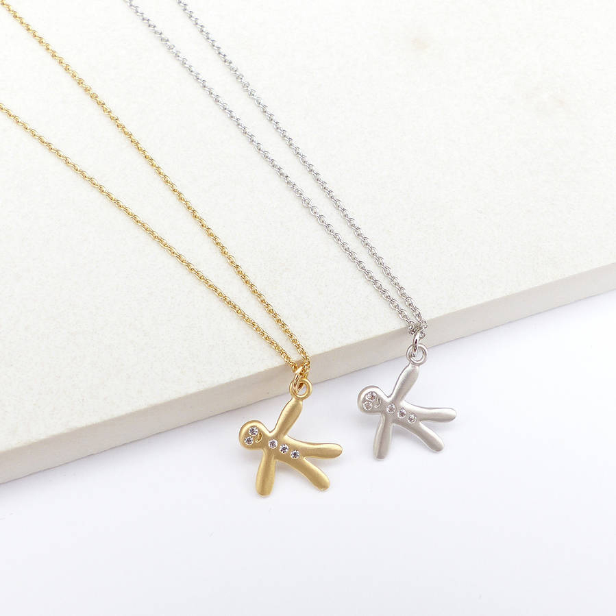 Pretty Design Sterling Silver Gingerbread Man Necklace for Teenage
