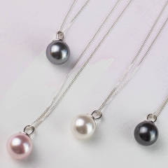 925 Sterling Silver Freshwater Pearl Pendant Necklace 12mm