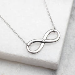 China Factory Sterling Silver Solitaire CZ Infinity Necklace