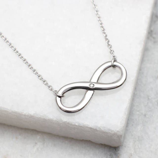 China Factory Sterling Silver Solitaire CZ Infinity Necklace