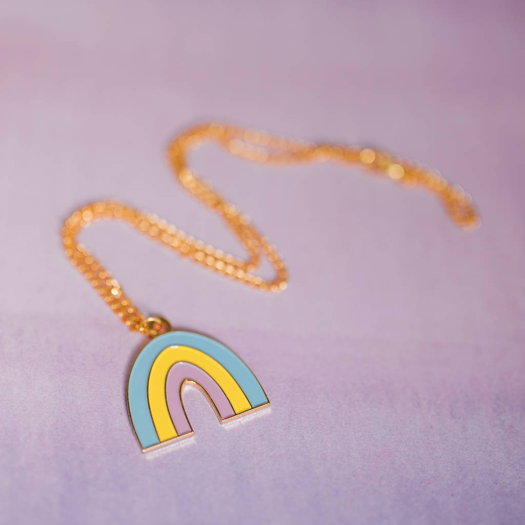 Delicate Design Sterling Silver Enamel Rainbow Necklace